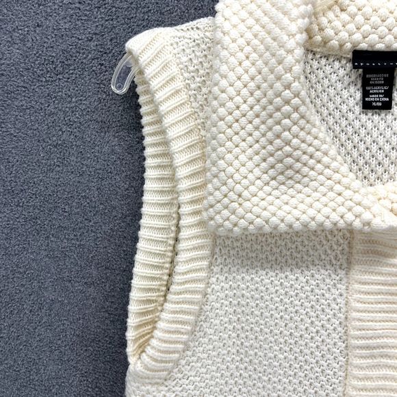 Apostrophe Cardigan Womens XL Beige Knit Sweater Sleeveless snap button pockets‎ - Picture 3 of 16